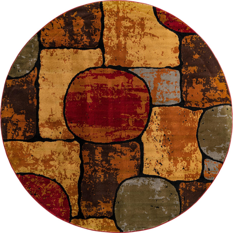 Bistro Lounge Collection Area Rug - Cappuccino Round Multi lifestyle 18