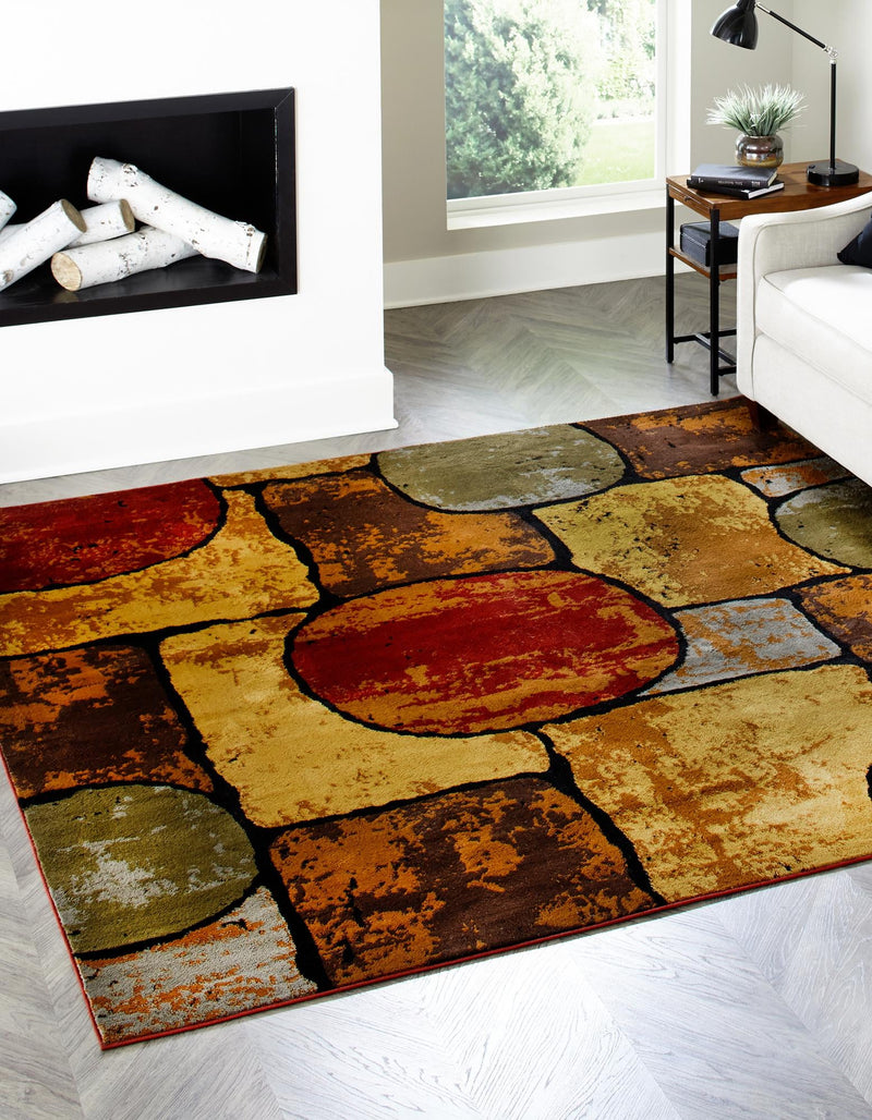 Bistro Lounge Collection Area Rug - Cappuccino Square Multi lifestyle 24