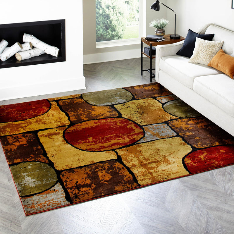 Bistro Lounge Collection Area Rug - Cappuccino Square Multi lifestyle 84