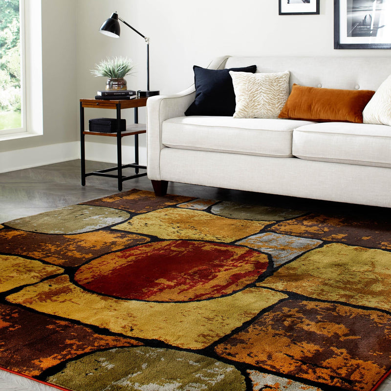 Bistro Lounge Collection Area Rug - Cappuccino Square Multi lifestyle 89