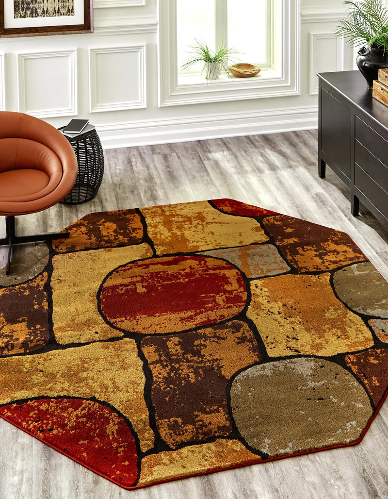 Bistro Lounge Collection Area Rug - Cappuccino Octagon Multi lifestyle 25