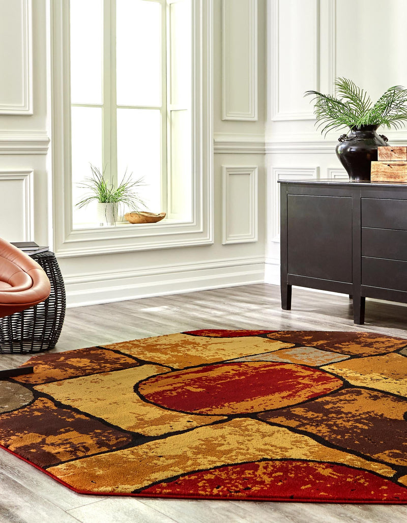 Bistro Lounge Collection Area Rug - Cappuccino Octagon Multi lifestyle 30