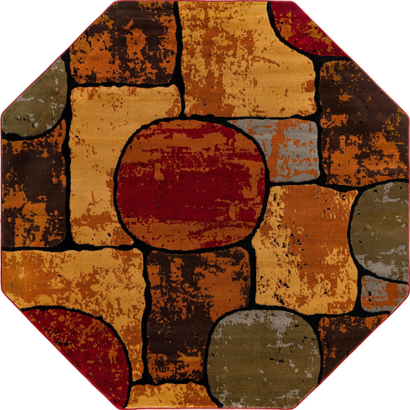 Bistro Lounge Collection Area Rug - Cappuccino Octagon Multi lifestyle 20