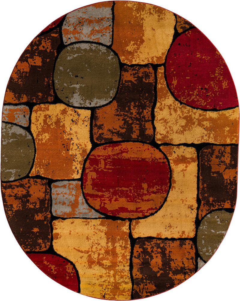 Bistro Lounge Collection Area Rug - Cappuccino Oval Multi lifestyle 21