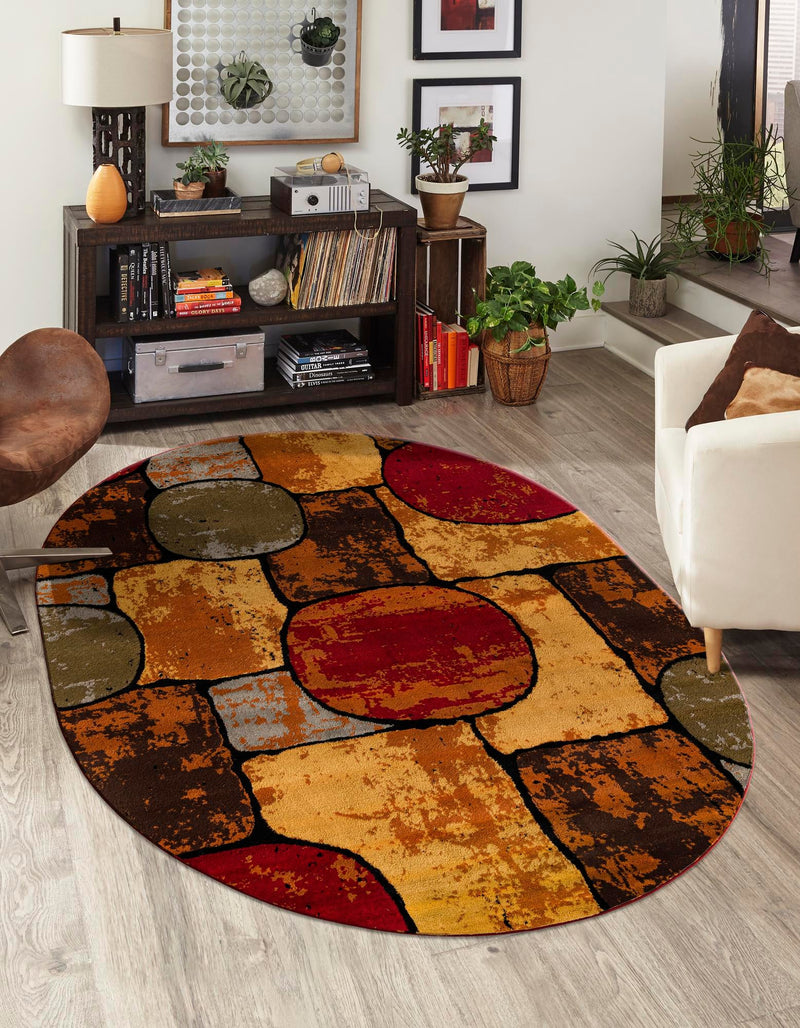 Bistro Lounge Collection Area Rug - Cappuccino Oval Multi lifestyle 26