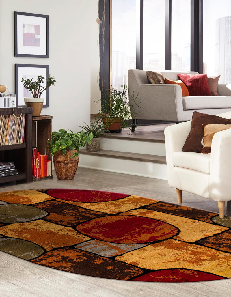 Bistro Lounge Collection Area Rug - Cappuccino Oval Multi lifestyle 31