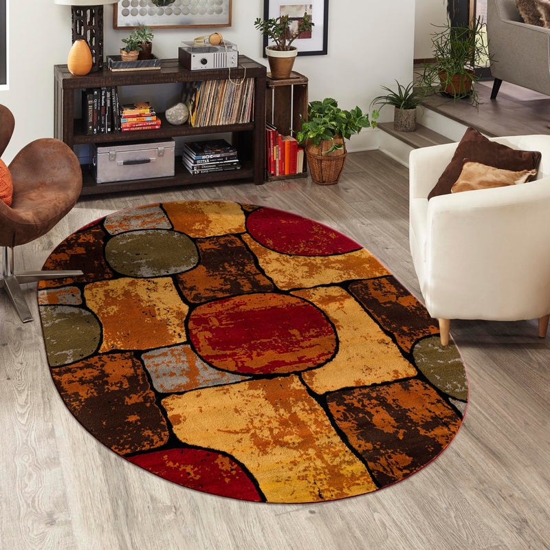 Bistro Lounge Collection Area Rug - Cappuccino Oval Multi lifestyle 86