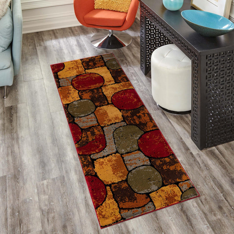 Bistro Lounge Collection Area Rug - Cappuccino Runner Multi lifestyle 87