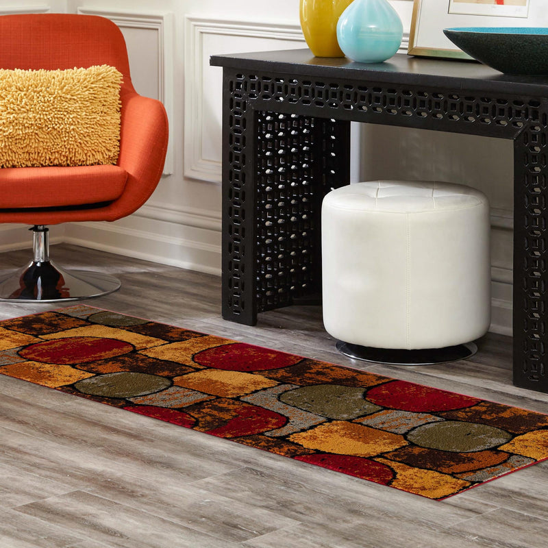 Bistro Lounge Collection Area Rug - Cappuccino Runner Multi lifestyle 92