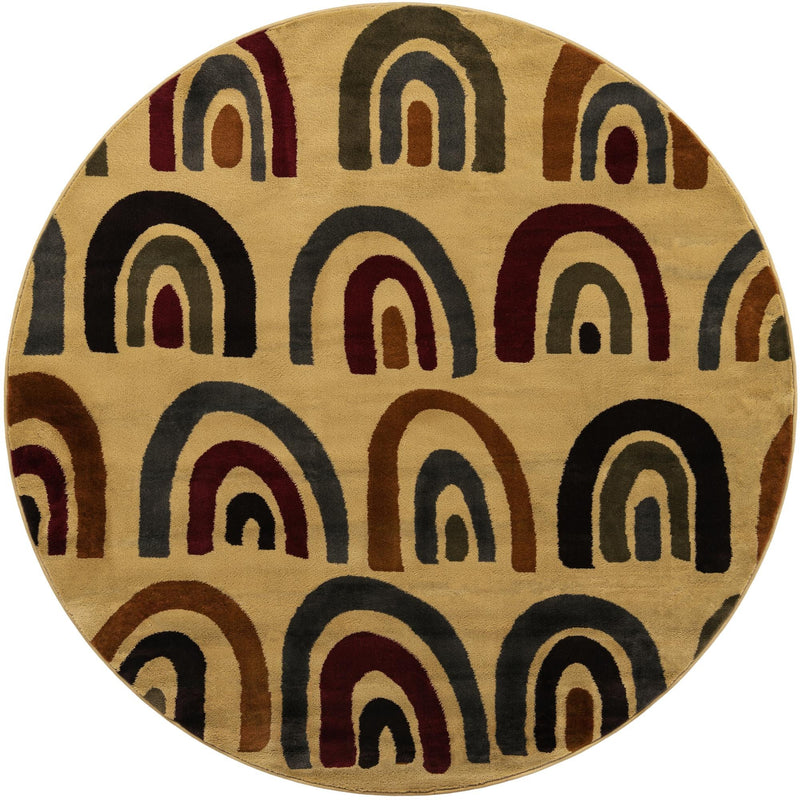Bistro Lounge Collection Area Rug - Breve Round Cream lifestyle 17