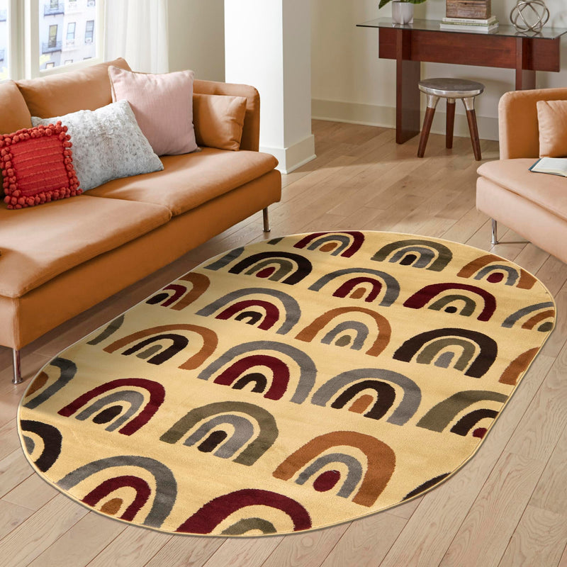 Bistro Lounge Collection Area Rug - Breve Oval Cream lifestyle 92
