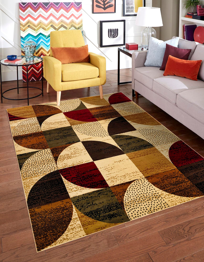 Bistro Lounge Collection Area Rug - Mocha Rectangle Multi lifestyle 2