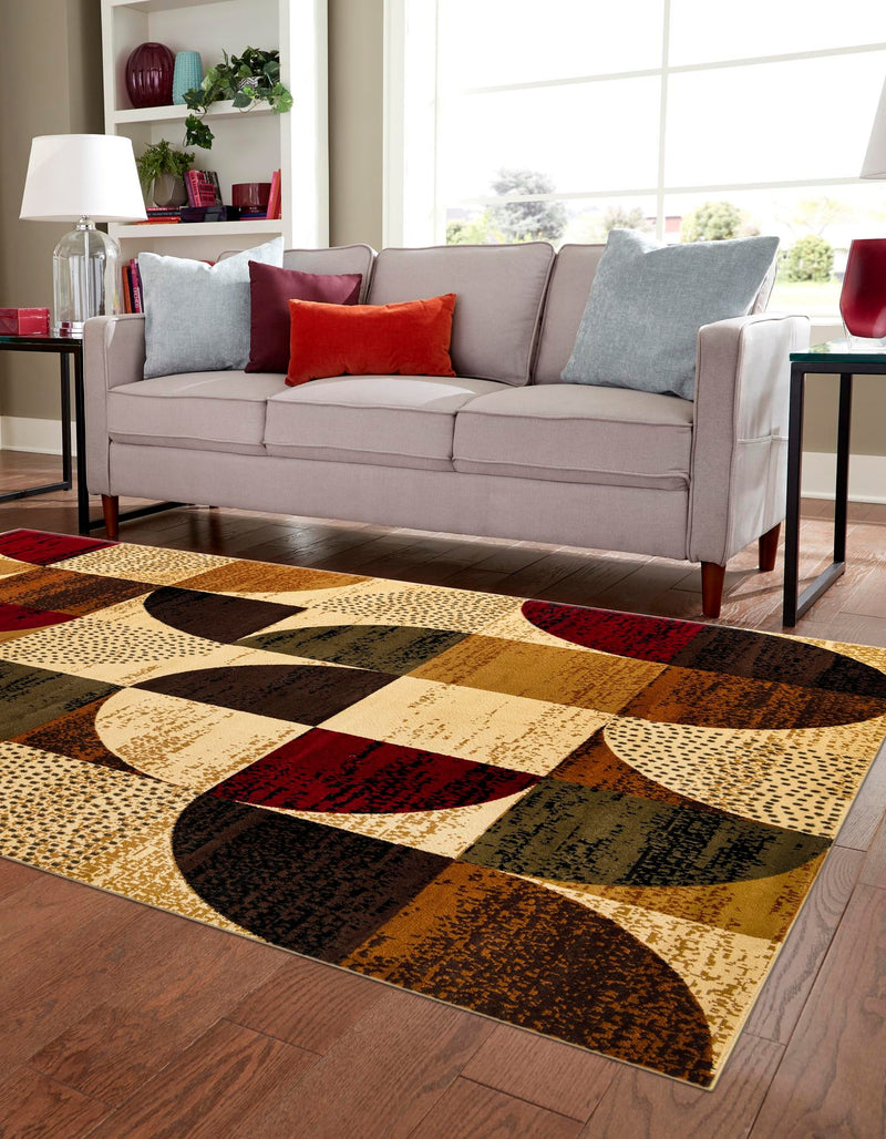 Bistro Lounge Collection Area Rug - Mocha Rectangle Multi lifestyle 5