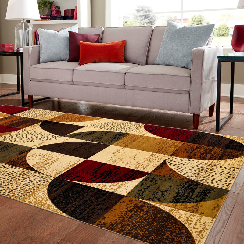 Bistro Lounge Collection Area Rug - Mocha Rectangle Multi lifestyle 19