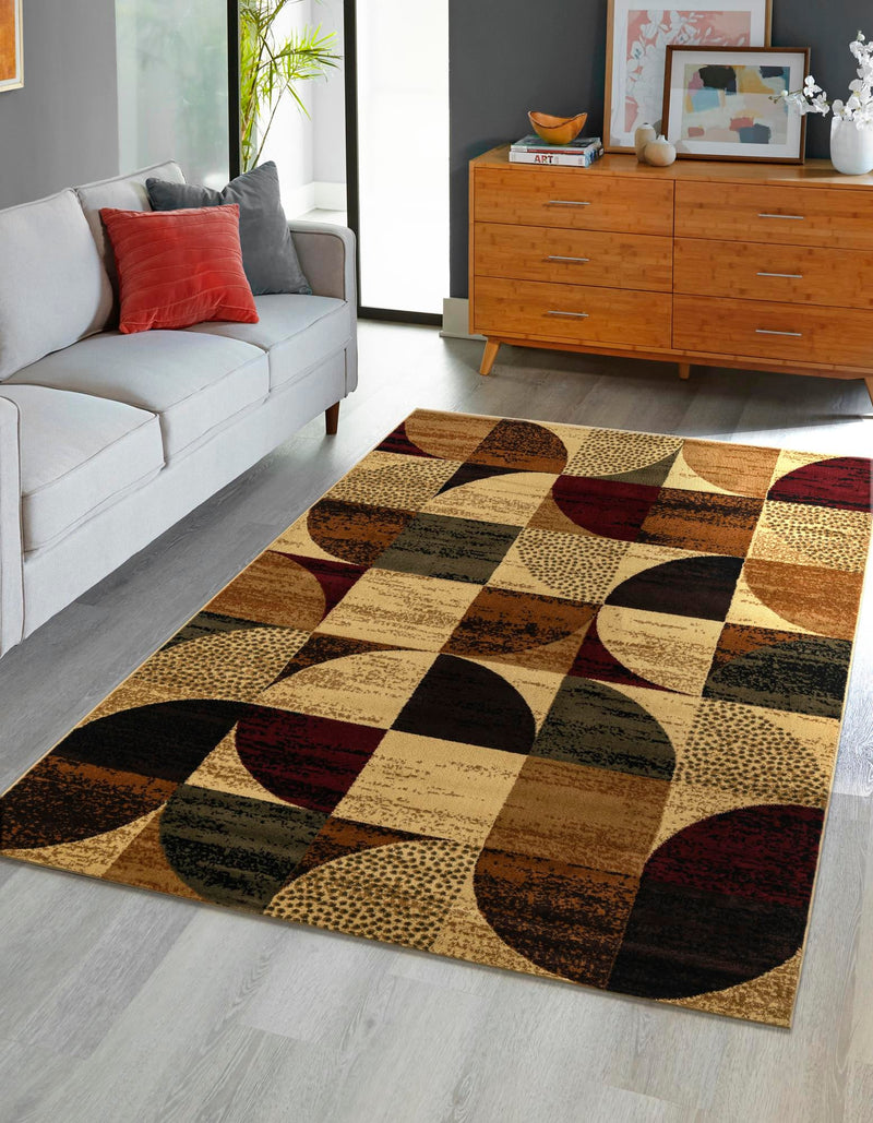 Bistro Lounge Collection Area Rug - Mocha Rectangle Multi lifestyle 3