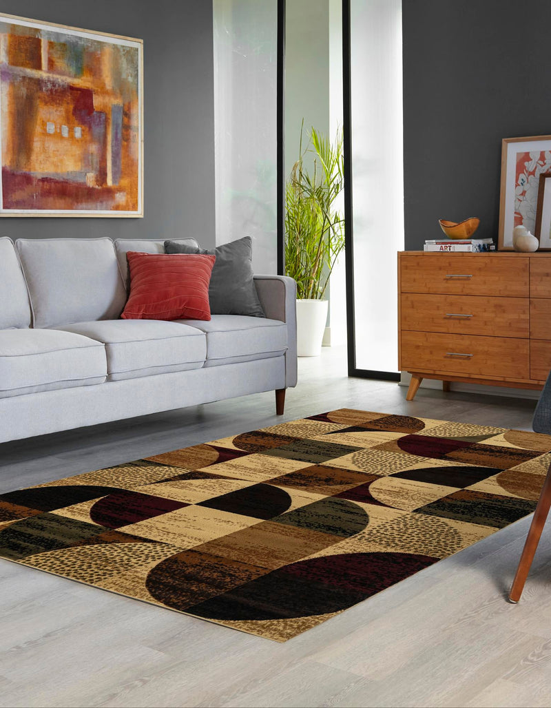 Bistro Lounge Collection Area Rug - Mocha Rectangle Multi lifestyle 4