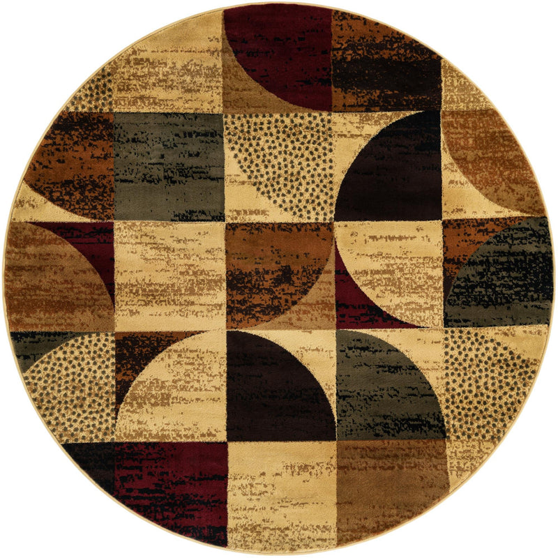 Bistro Lounge Collection Area Rug - Mocha Round Multi lifestyle 20