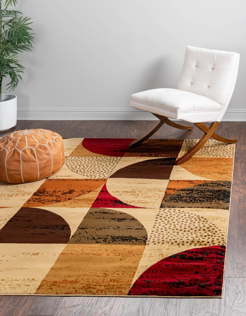 Bistro Lounge Collection Area Rug - Mocha Square Multi lifestyle 26