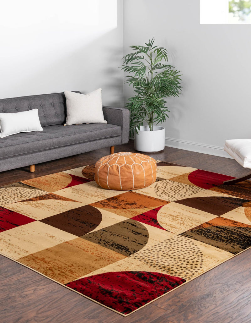 Bistro Lounge Collection Area Rug - Mocha Square Multi lifestyle 31