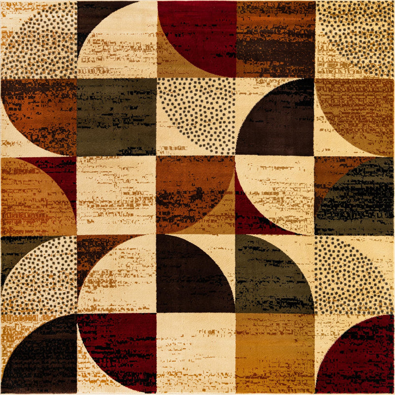 Bistro Lounge Collection Area Rug - Mocha Square Multi lifestyle 21