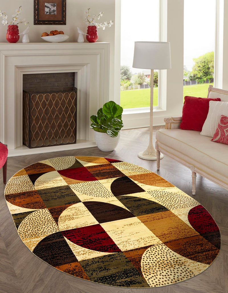 Bistro Lounge Collection Area Rug - Mocha Oval Multi lifestyle 28