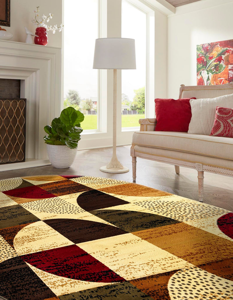 Bistro Lounge Collection Area Rug - Mocha Oval Multi lifestyle 33