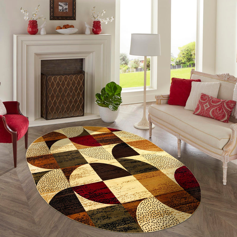 Bistro Lounge Collection Area Rug - Mocha Oval Multi lifestyle 87