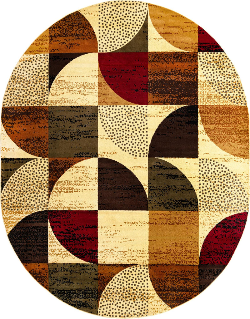 Bistro Lounge Collection Area Rug - Mocha Oval Multi lifestyle 23
