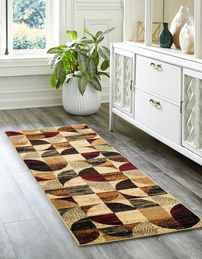 Bistro Lounge Collection Area Rug - Mocha Runner Multi lifestyle 29