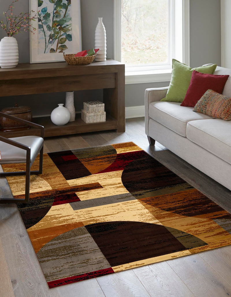 Bistro Lounge Collection Area Rug - Latte Rectangle Multi lifestyle 2