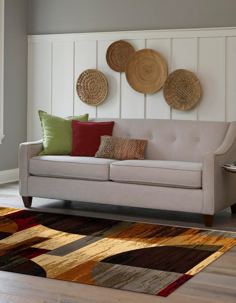 Bistro Lounge Collection Area Rug - Latte Rectangle Multi lifestyle 3