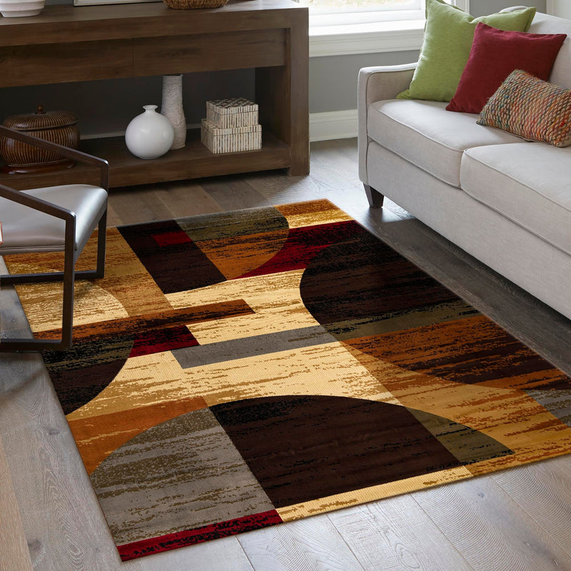 Bistro Lounge Collection Area Rug - Latte Rectangle Multi lifestyle 14