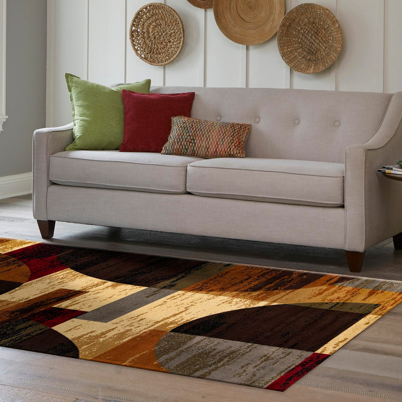 Bistro Lounge Collection Area Rug - Latte Rectangle Multi lifestyle 15