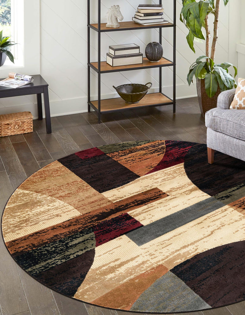 Bistro Lounge Collection Area Rug - Latte Round Multi lifestyle 21