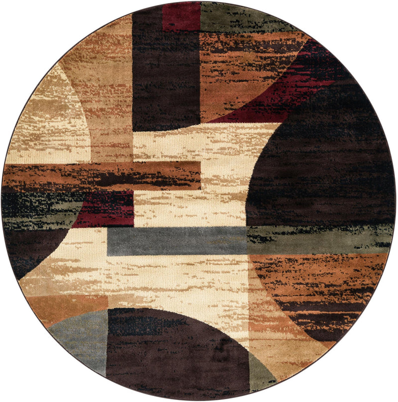 Bistro Lounge Collection Area Rug - Latte Round Multi lifestyle 16