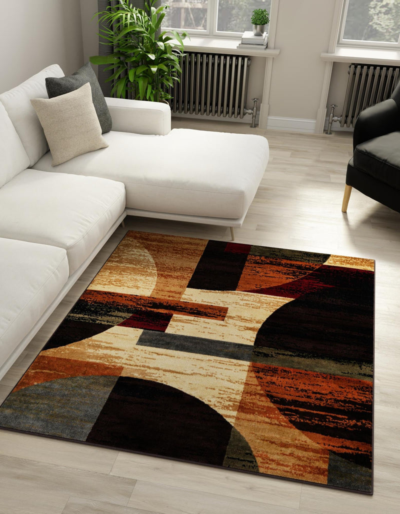 Bistro Lounge Collection Area Rug - Latte Square Multi lifestyle 22
