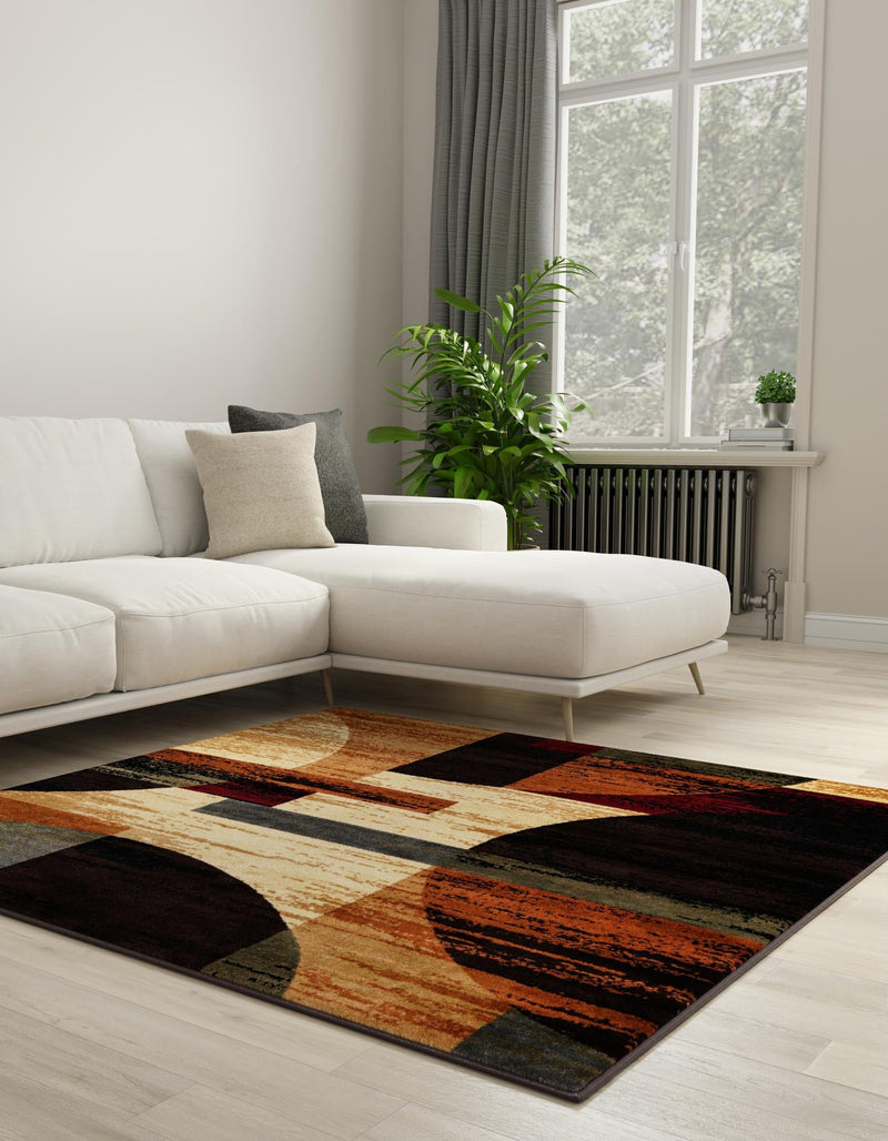 Bistro Lounge Collection Area Rug - Latte Square Multi lifestyle 27