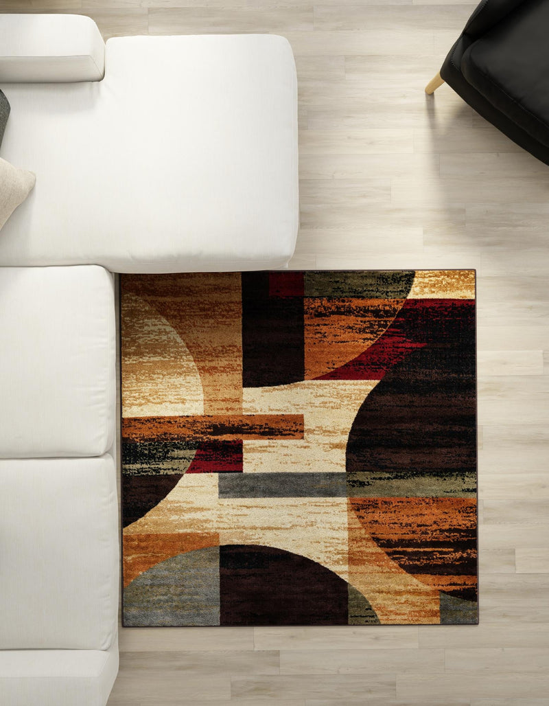 Bistro Lounge Collection Area Rug - Latte Square Multi lifestyle 98