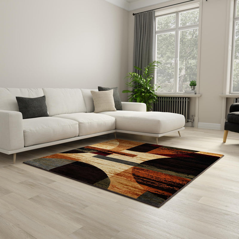 Bistro Lounge Collection Area Rug - Latte Square Multi lifestyle 102