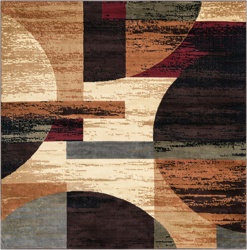 Bistro Lounge Collection Area Rug - Latte Square Multi lifestyle 17