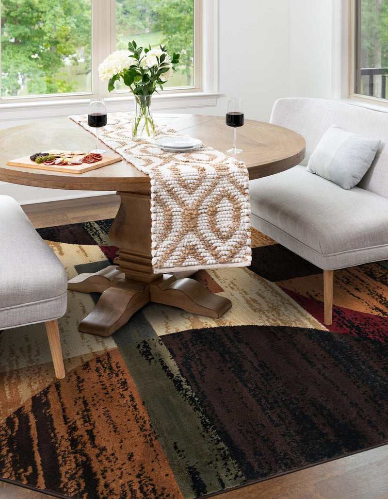 Bistro Lounge Collection Area Rug - Latte Octagon Multi lifestyle 43