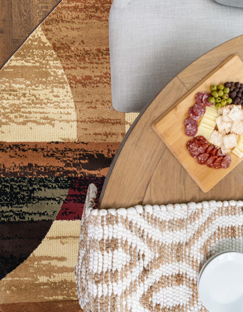 Bistro Lounge Collection Area Rug - Latte Octagon Multi lifestyle 47