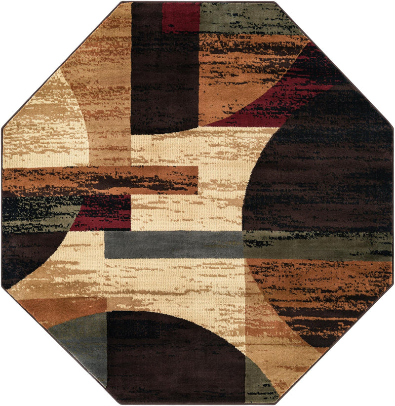 Bistro Lounge Collection Area Rug - Latte Octagon Multi lifestyle 18