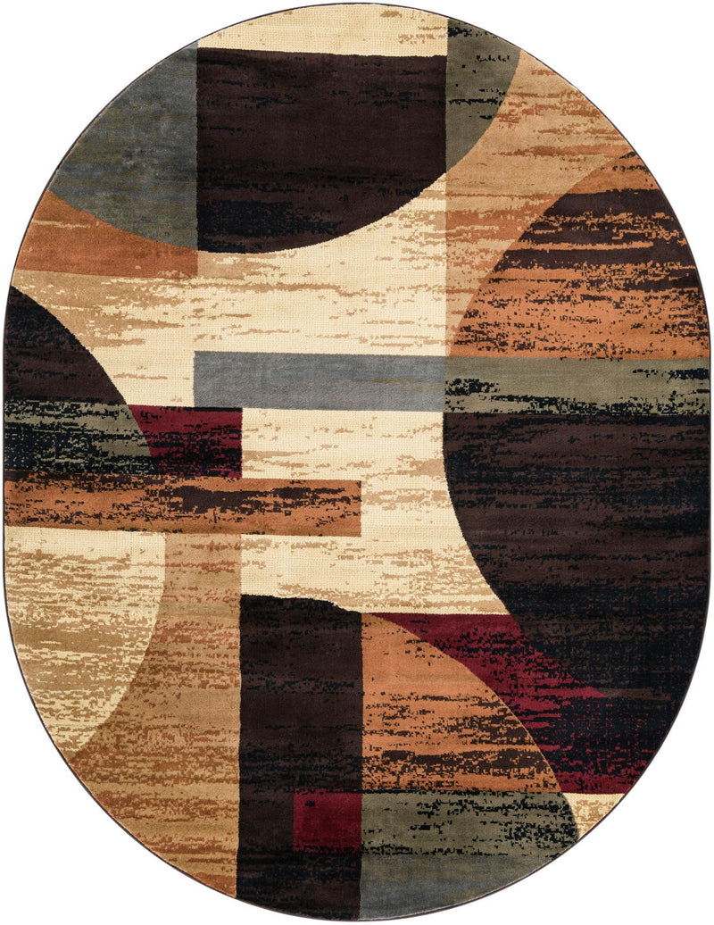 Bistro Lounge Collection Area Rug - Latte Oval Multi lifestyle 19