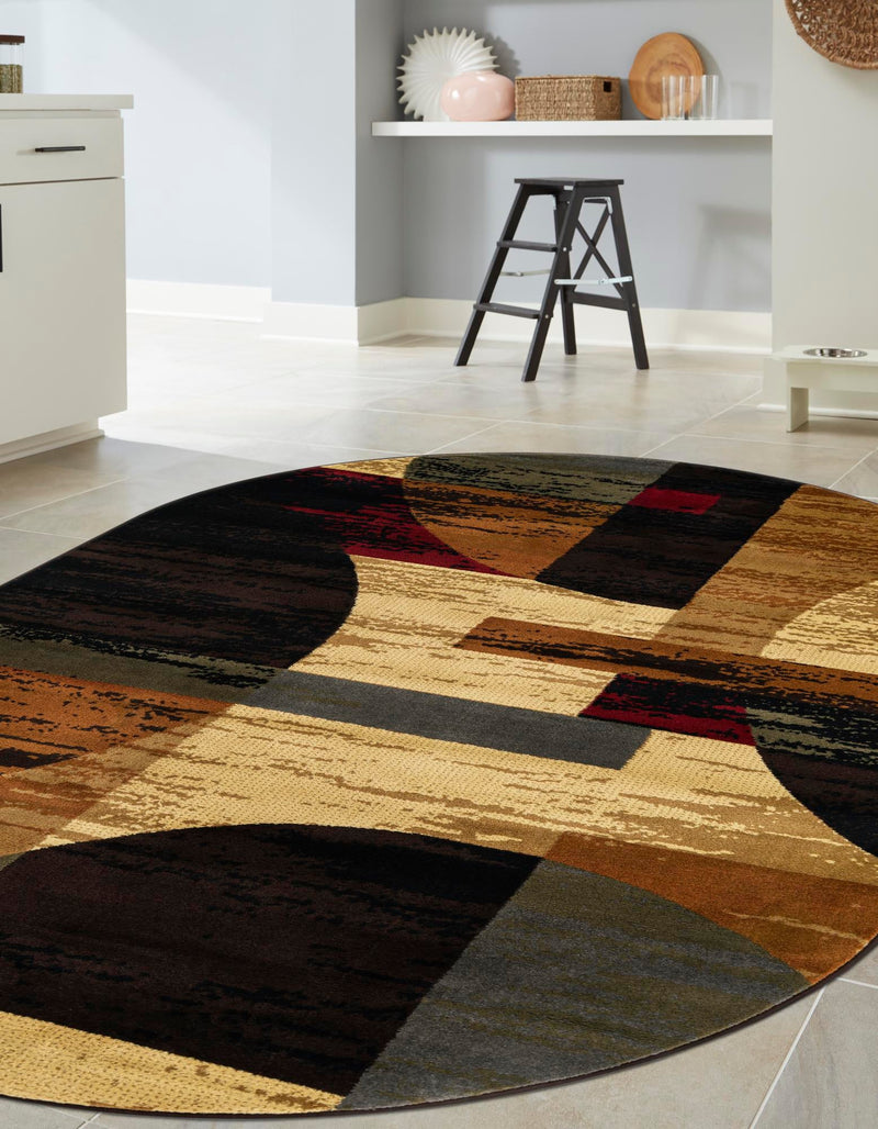Bistro Lounge Collection Area Rug - Latte Oval Multi lifestyle 29