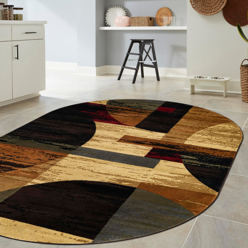 Bistro Lounge Collection Area Rug - Latte Oval Multi lifestyle 103