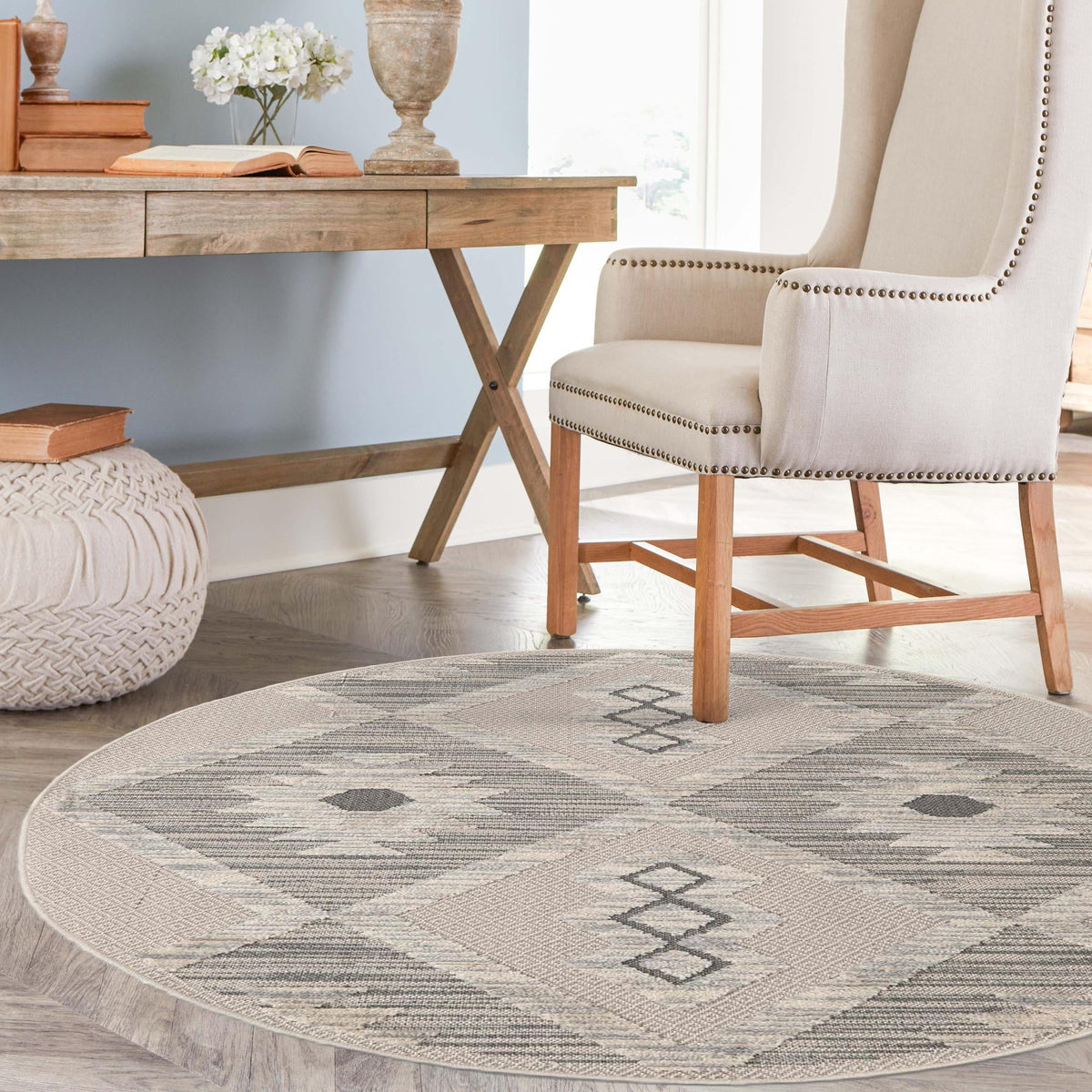 Sierra Sands Collection Area Rug - Sedona Round Sandy Beige lifestyle 43