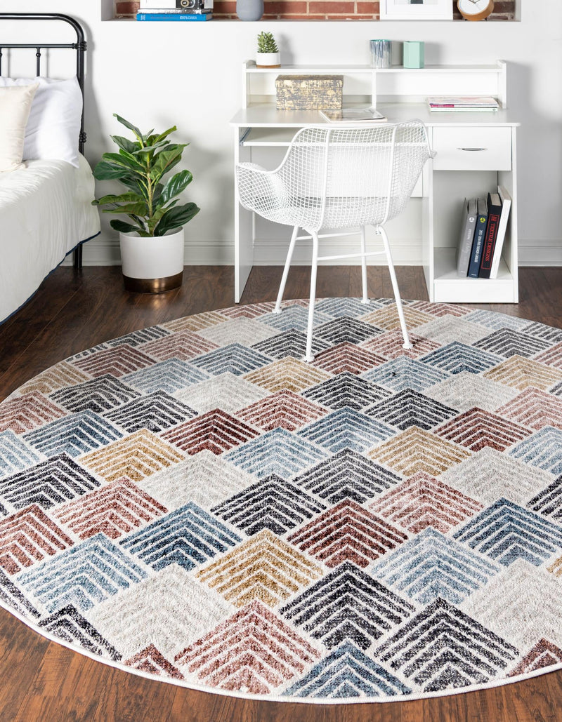Geo Garden Lattice Collection Area Rug - Casablanca Round Multi lifestyle 78
