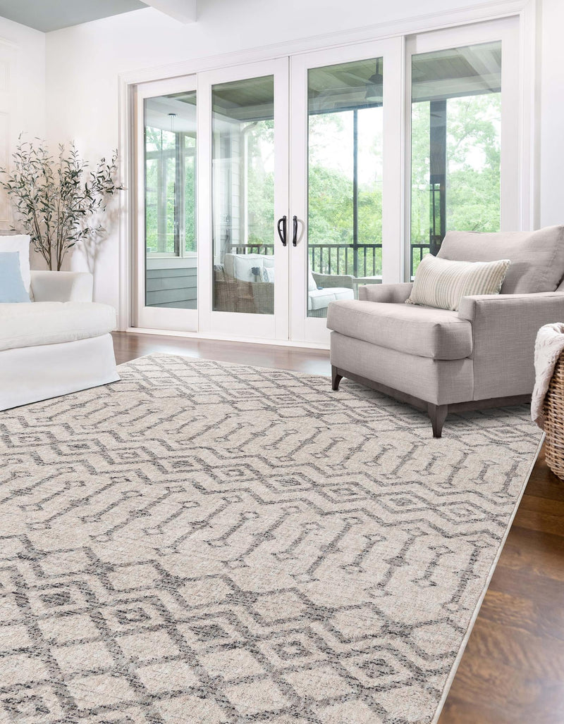 Geo Garden Lattice Collection Area Rug - Andalusia Rectangle Ivory lifestyle 6