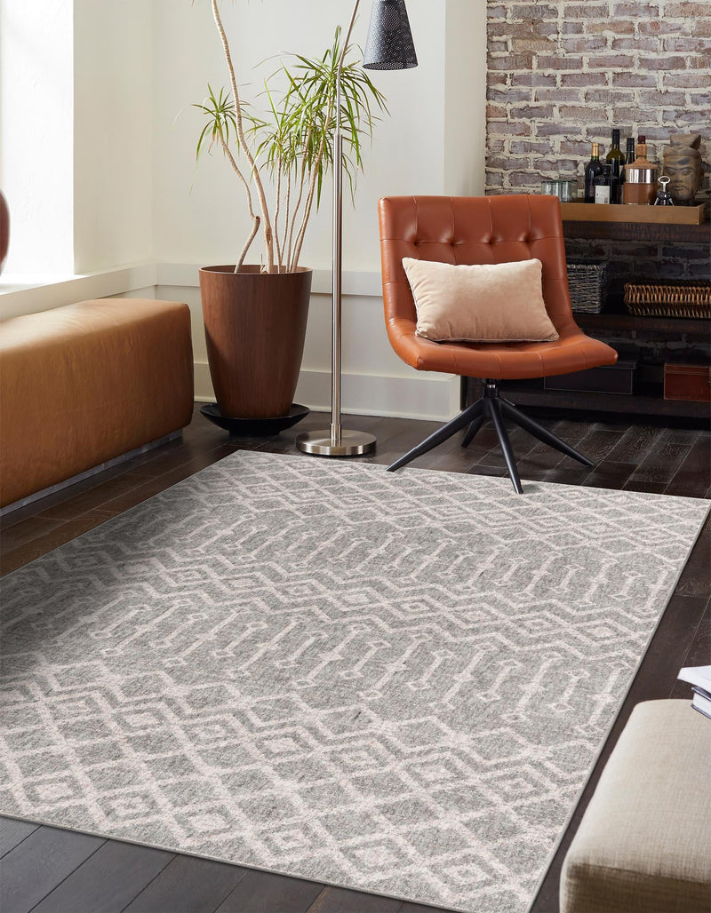 Geo Garden Lattice Collection Area Rug - Andalusia Rectangle Gray lifestyle 7